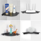 8" Floating Corner Shelf, Metal Corner Shelf Wall Mount for Wall Storage, for Smart Home, Speakers, Internet Router, Security Camera - for Bathroom, Kitchen, Bedroom, and Living Room (Black)