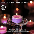 Unscented Tea Lights Candles for Easter, 5 Hours Purple Pearled Tea Lights Candle Bulk for Spring,Smokeless Mini Tealight Votive Candles for Wedding,Valentine's Day,Baby Shower,Christmas, 12pcs