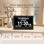 7'' Dementia Clock For Seniors, Large Display Digital Clock With Date, Time, Day Of Week for Elderly, Memory Loss, Alzheimer, 1024*600P HD, 10 Reminders & 6 Alarms, Auto Dimming & DST, Remote Control