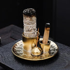 4 in 1 Incense Burner Holder with Ash Catcher, Gold-Plated Ceramic Tray for Burning Incense Sticks, White Sage, Palo Santo, Candle
