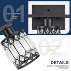 Crystal Modern Bathroom Light Fixtures, 3-Light Black Bathroom Vanity Wall Light, Vanity Lights for Mirror, Restroom, Bedroom (E26 Socket, Bulbs Not Included)