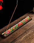 Japanese Incense Stick Holder with Ash Catcher - Ceramic Incense Burner with Traditional Ukiyo-e Art, for Zen Meditation, Home Decor & Gift