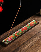 Japanese Incense Stick Holder with Ash Catcher - Ceramic Incense Burner with Traditional Ukiyo-e Art, for Zen Meditation, Home Decor & Gift