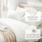 Love's cabin King Size Comforter Set Ivory, 7 Pieces King Bed in a Bag, All Season Bedding Sets with 1 Comforter, 1 Flat Sheet, 1 Fitted Sheet, 2 Pillowcase and 2 Pillow Sham