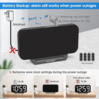 Peakeep Small Digital Alarm Clock for Bedrooms, Loud for Heavy Sleepers Adults, Dimmable Plug in Electric Large Numbers Clock Battery Backup, Slim Clock for Table Office Modern Living Room (BW)