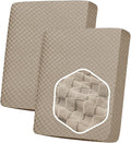 YEMYHOM Stretch Individual Cushion Covers Large Sofa Seat Cushion Slipcovers Soft Couch Cover Replacement Large Checkered Furniture Protector with Elastic Bottom (2 Pcs XL Cushion Covers, Khaki)