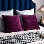 24x24 Purple Throw Pillow Cases: 2 Pack Original Striped Velvet Square Decorative Pillow Covers for Farmhouse Couch