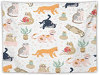 VUMIVI Cute Cat Tapestry Kids Hand-Painted Doodles Colorful Illustrations Potted Plants Paw Prints Tapestry Wall Hanging for Living Room Bedroom Dorm Classroom Aesthetic Decor W40xL30in
