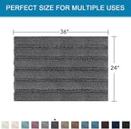 H.VERSAILTEX Bath Mats for Bathroom Non Slip Extra Thick Chenille Striped Bath Rug 24" x 36" Absorbent Non Skid Fluffy Soft Shaggy Rugs Washable Dry Fast Plush Mats for Indoor, Bath Room, Tub - Grey