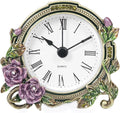 Mini Tabletop Clock, Decorative Vintage Floral Metal Table Clock with Battery Operated for Bedside, Table, Living Room, Home and Office