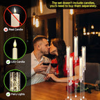 Clear 5 Arms Candlesticks Holder with Acrylic Shade for Wedding Table Decorations,26'' Tall Acrylic Candelabra Centerpieces for Candlelight Dinner Party Fireplace Gift Fit LED Candle（6 Pcs）