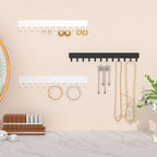 Necklace Holder Hanging Jewelry Organizer - Self-Adhesive Wall Mounted for Necklaces, Bracelets, 2 PCS, White