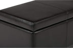 SIMPLIHOME Avalon Storage Ottoman Bench - 48 inch Wide Upholstered Vegan Leather Rectangular Lift-Top Ottoman in Tanners Brown, Contemporary Storage Bench for Living Room with High-Density Foam