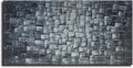 MyArton Textured Abstract Squares Canvas Wall Art Hand Painted Modern Silver Oil Painting Picture for Home Decoration Ready to Hang 40x20inch