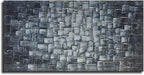 MyArton Textured Abstract Squares Canvas Wall Art Hand Painted Modern Silver Oil Painting Picture for Home Decoration Ready to Hang 40x20inch