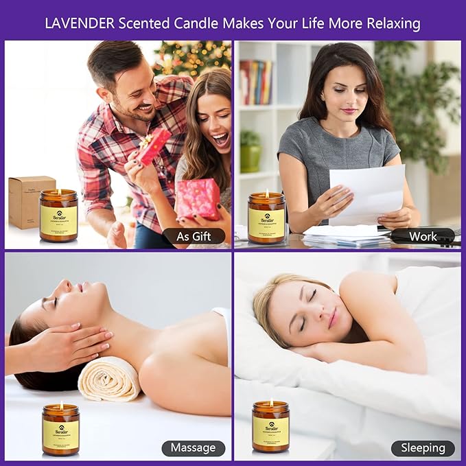 Aromatherapy Candles, Scented Candles, 7OZ Lavender Eucalyptus Candles Stress Relief and Relax for Home & Bedroom Gift for Women Birthday Christmas, Soy Wax Candle