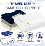 Royal Therapy Travel Memory Foam Pillow, Neck Pillow Bamboo Adjustable Side Sleeper Pillow (Travel 18 x 12 x 5)