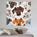 VUMIVI Cartoon Dog Head Tapestry Adorable Pets Humorous Style Abstract Art Illustration Tapestry Wall Hanging for Living Room Bedroom Dorm Classroom Aesthetic Decor W60xL60in