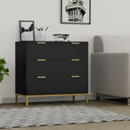 Anmytek Black Dresser for Bedroom, 3 Drawer Dresser with Spacious Storage Modern Wood Chest of Drawers for Bedroom Living Room Chest of Drawers for Hallway H0073