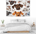 VUMIVI Cartoon Dog Head Tapestry Adorable Pets Humorous Style Abstract Art Illustration Tapestry Wall Hanging for Living Room Bedroom Dorm Classroom Aesthetic Decor W90xL60in