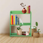 Green Bookcase by Natural Wood, 3 Tier Bookshelf, Small Book Shelves Freestanding Display Storage Shelves. Open Bookshelf for Bedroom, Living Room and Office (Green, 3 Tier)