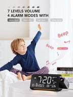 Mesqool Projection Alarm Clock for Bedroom, Digital Clock with Projection on Ceiling with Night Light, Date, Temperature, Humidity, Type-C USB Charger, Snooze, Dual Alarms, Dimmer,12/24H