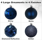 Navy Blue 4.0" Large Christmas Balls - Christmas Tree Decoration Ornaments Shatterproof Hanging Balls for Birthday Halloween Holiday Wedding Decorations Set of 4pcs