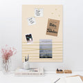 Navaris Fabric Memo Bulletin Board - 20" x 28" Velvet Memory Board for Wall to Display Photo Collages, Pictures, Notes - Includes 6 Push Pins - Beige