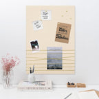 Navaris Fabric Memo Bulletin Board - 20" x 28" Velvet Memory Board for Wall to Display Photo Collages, Pictures, Notes - Includes 6 Push Pins - Beige