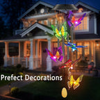 Wind Chimes,Purtuemy Solar Butterfly Lights for Outside Garden Yard Outdoor Decor, Mothers Birthday Gifts for Women Mom Grandma