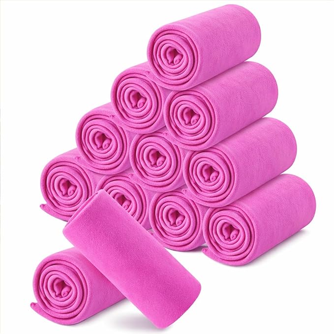 Newwiee 12 Pcs Fleece Throw Blankets Bulk 50'' x 60'' Oeko-tex Standard 100 Certified Spring Outdoor Wedding Guest Blankets Lightweight for Sleepover Donation Lap Pet Sofa Home (Rose)