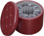 Convenience Concepts Designs4Comfort Round Shoe Ottoman, Burgundy