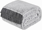 EMME Soft Sherpa Fleece Blanket with Tassel, Reversible Plush Fluffy Large Blanket, Light Weight Warm Decorative Boho Blanket Cover for Sofa, Couch, Bedroom,Travel(Tassel Grey,60"x80")