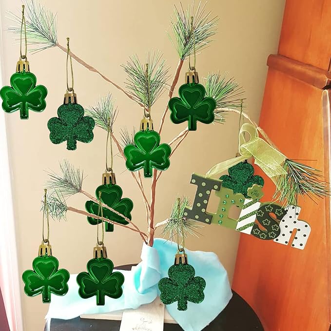 St Patricks Day Ornaments for Tree, 30 Pieces Shamrock Ornaments, Saint Patricks Day Tree Decorations