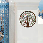 ESTART 11 Inches Tree of Life Wall Art Metal Tree Life Wall Decor Family Tree Wall Plaque Wall Hanging Sculptures for Balcony Porch Bedroom Living Room Kitchen Garden Office Indoor Outdoorr (Colorful)