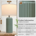 TOBUSA 23.5’’ Modern Green Ceramic Table Lamps Set of 2 for Living Room, Farmhouse Ceramic Bedside Nightstand Lamps for Bedroom, Vintage Decorative Boho Lamps for Home End Table Dorm Office
