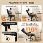 COLAMY Ergonomic Executive Office Chair, High Back Desk Chair with Adjustable Lumbar Support, Flip-Up Armrests & Thick Seat Cushion, 90°–110° Reclining Computer Chair for Home Office,Set of 2