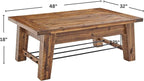Durango 48-Inch Solid Wood Coffee Table with Storage Shelf Metal Accent – Industrial Farmhouse Living Room Table in Rustic Natural Finish by Alaterre Furniture