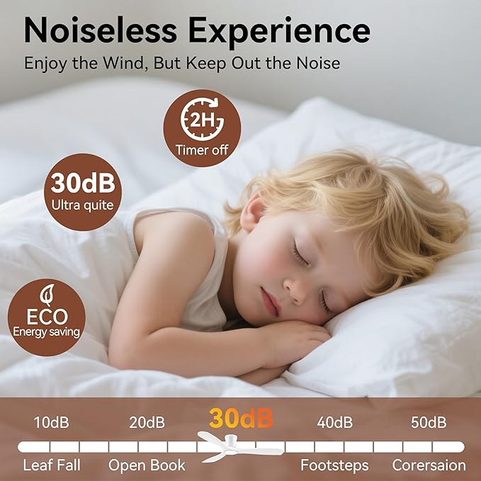 52” Wood Smart Flush Mount Ceiling Fans with Lights and Remote,Quiet DC Motor,Outdoor Indoor Ultra Low Profile Ceiling Fan works with Alexa WIFI APP,Modern White Ceiling Fan for Bedroom Patio