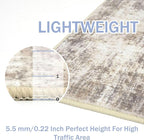 IOHOUZE Abstract Area Rugs 5x7 Ft Washable Rugs for Living Room, Non Slip Dining Room Rug, Printed Faux Wool Rugs for Bedroom, Floor Carpet for Office Nursery Playroom, Beige Brown