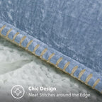 decorUhome Spring Chenille Soft Cozy Throw Pillow Covers 22x22 Set of 2, Modern Farmhouse Boho Velvet Decorative Euro Sham Pillow Cases with Stitched Edge for Couch Sofa Bed Home Decor, Blue