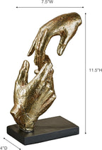 Touch of Class Loving Hands Table Sculpture - Gold - Made of Resin - Contemporary Art Statue - Sign of Love Decor - Modern Hand Statues and Sculptures for Home Desk, Living Room - 11.5 Inches High