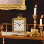 NIKKY HOME Small Gold Table Clock, Silent Non-Ticking Classic Battery Operated Decorative Mantel Desk Shelf Clock for Living Room Decor