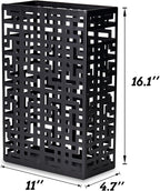 Umbrella Stand Rack for Entryway, Hollow Metal Holder, FreeStanding Storage Bin for Long Umbrellas, Holds 6-7, Black