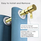 Curtain Rods for Windows 16 to 170 Inches Adjustable Length 1 Inch Diameter Window Curtain Rod with Aluminium Finials, Gold
