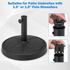 Giantex 31 lbs Patio Umbrella Base, 18" Round Market Umbrella Stand for 1.5''-1.9'' Umbrella Poles, Heavy Duty Resin Base with Metal Support Holder for Deck Garden Poolside (31 lbs)