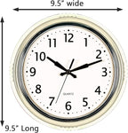 Bernhard Products Retro Wall Clock 9.5 Inch Cream Kitchen 50's Vintage Design Round Silent Non Ticking Quality Quartz Clock for Home/Office/Classroom