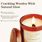 Holiday Candle Gift Set–2 Pack Wood Wick Cinnamon Apple Scented Candles,Long Lasting Natural Soy Wax Candles with Gift Boxes,Cozy Fall Aromatherapy Candle for Home Decor
