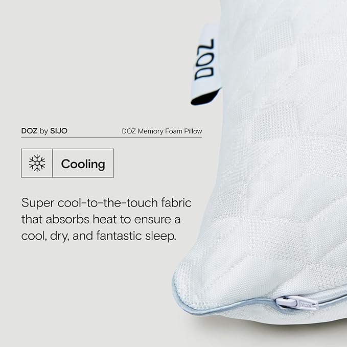 DOZ Adjustable Bed Pillow, Cooling Surface, Shredded Memory Foam, Medium Firm, Perfect for Back, Side, Stomach Sleeper, Oeko-Tex and CertiPUR-US Certified (King)