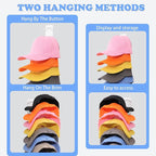 Hat Organizer for Baseball Caps, 2 Pack Transparent Hat Rack for Wall Hold up to 18 Hats Strong Adhesive Hat Hooks Stand Hat Hanger Organizer Storage Holder Display for Door Closet